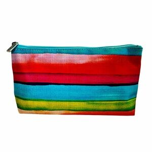 Clinique Multicolor Stripe Cosmetic Pouch | Zip Makeup Bag | NWOT
